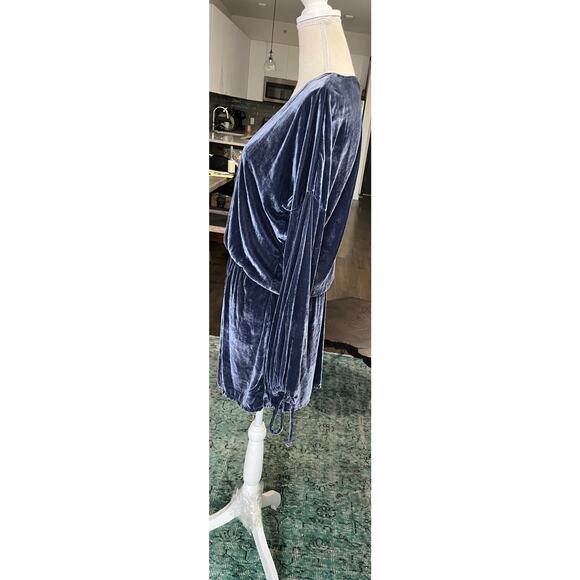 Anthropologie On The Road Blue Velvet Mini Dress Boho Regency Fairy Goth M $128 - Picture 14 of 15
